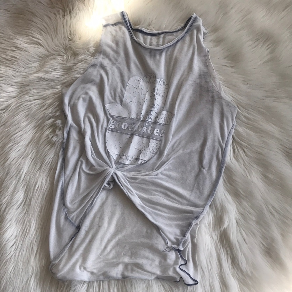 💝 FREE when Bundled 💝 Hamsa Palm🪬GOOD VIBES Sheer Sleeveless Top Size XL